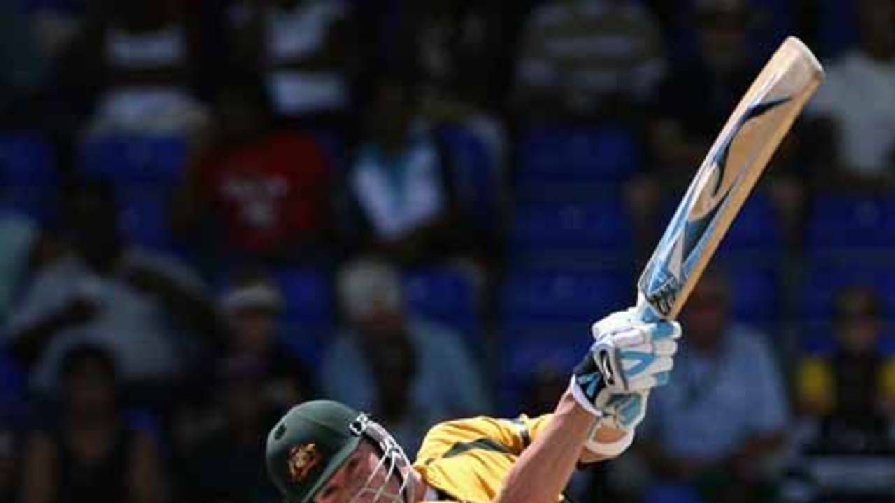 Michael Clarke launches a straight six during his bellegerent knock