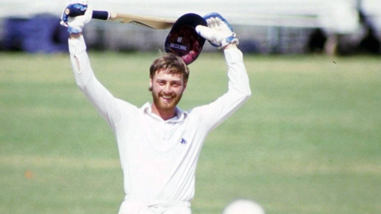 Graeme Fowler celebrates his double hundred, India v England, Madras, January 15, 1984  