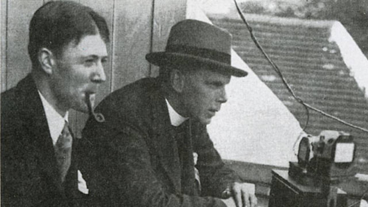 Frank Gillingham (right) broadcasting for the BBC in 1927