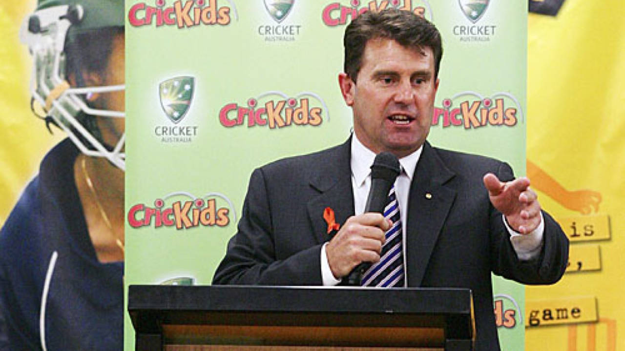 Mark Taylor speaks at a Cricket Australia event, Sydney, October 23, 2007