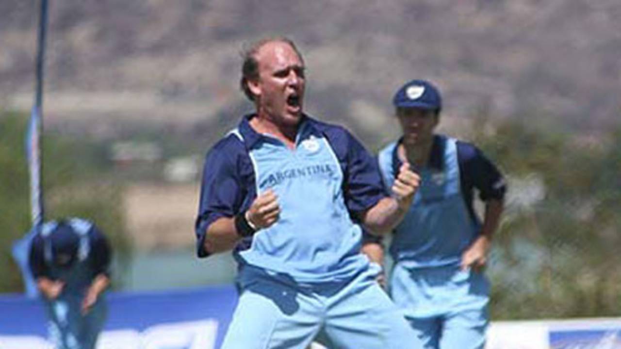 Diego Lord celebrates a breakthrough, Argentina v Namibia, World Cricket League Division Two, Windhoek, November 25, 2007