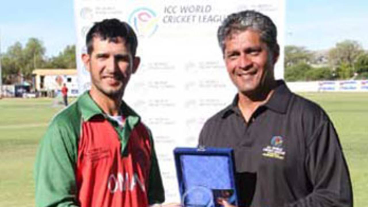 Man of the Match Tariq Hussein, Oman v Uganda, World Cricket League Division Two, Windhoek, November 25, 2007