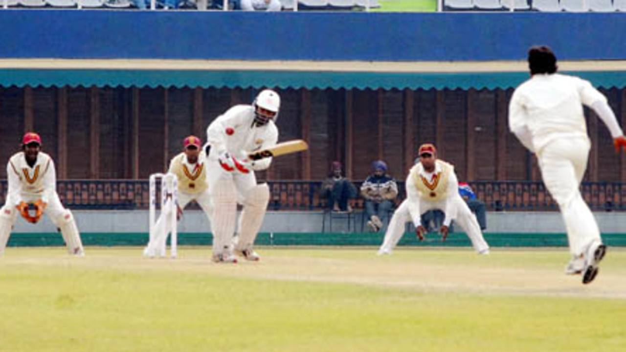 Ankur Kakkar flicks the ball to the leg side during his 53 