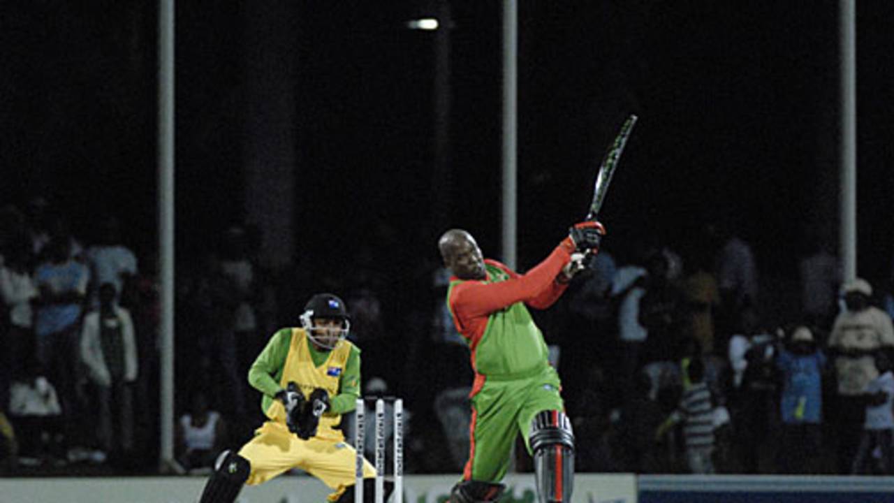 Roy Marshall heaves one to the leg side on his way to a 26-ball 40, British Virgin Islands v Dominica, 3rd match, Stanford 20/20, Antigua, January 27, 2007