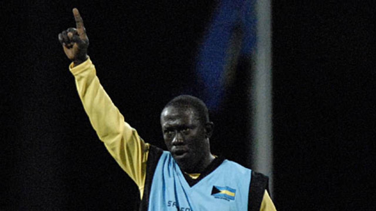 Lee Melville celebrates after dismissing Shawn Findlay, Bahamas v Jamaica, Stanford 20/20, 10th match, Antigua, February 6, 2008