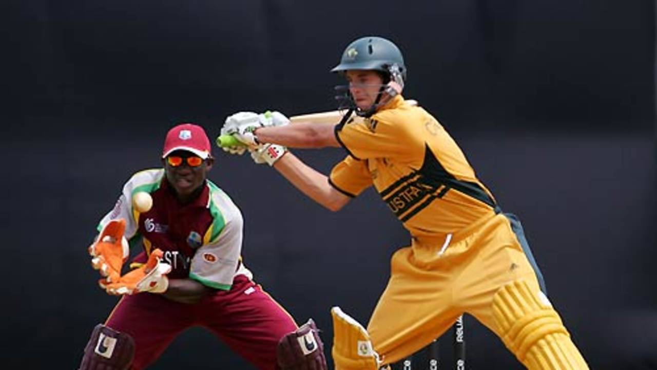 Michael Cranmer reaches out to cut, Australia Under-19s v West Indies Under-19s, Under-19 World Cup warm-ups, 4th day, Kelab Aman, Kuala Lumpur, February 14, 2008