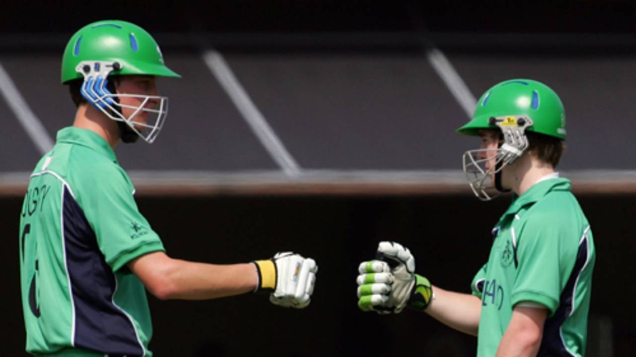 Christopher Dougherty and Graham McDonnell punch gloves, England U-19s v Ireland U-19s, Group D, Under-19 World Cup, Kuala Lumpur, February 17, 2008 
