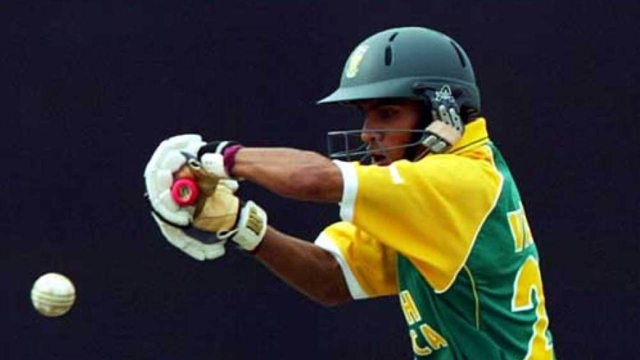 Yaseen Vallie guides the ball away, Pakistan v South Africa, 2nd semi-final, Under-19 World Cup, Kuala Lumpur, February 29, 2008 