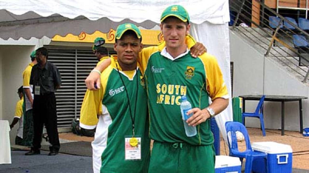 Clayton August and Wayne Parnell after South Africa's win, Pakistan v South Africa, 2nd semi-final, Under-19 World Cup, Kuala Lumpur, March 1, 2008 