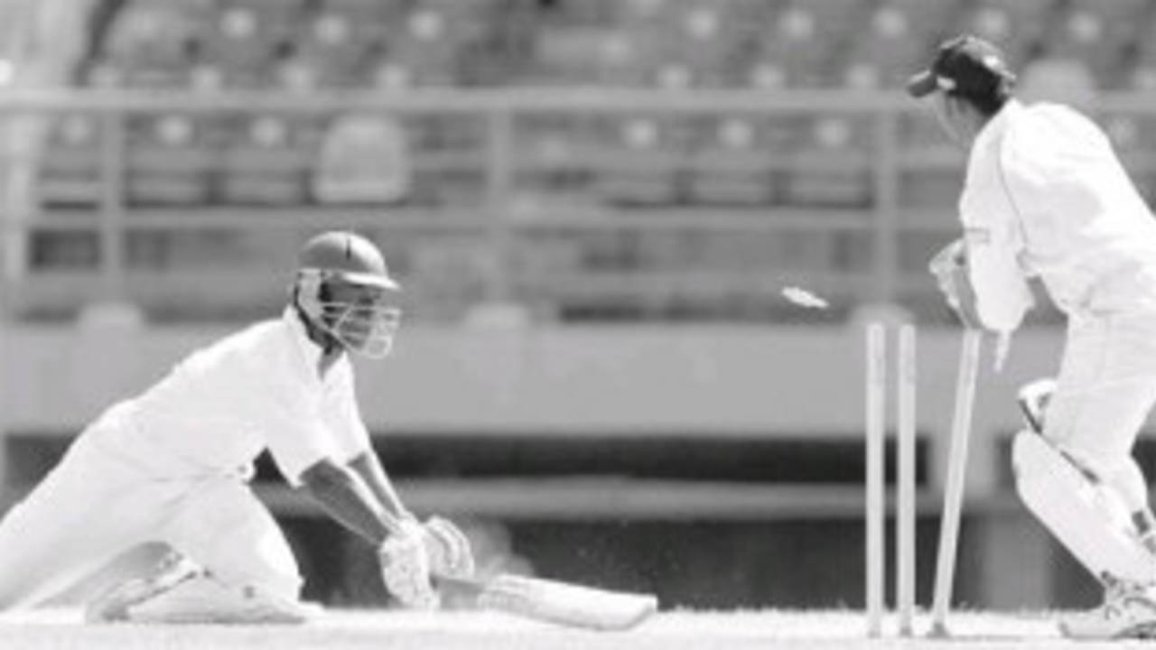 Jason Haynes is run out for 61 by Prasanna Jayawardene, Guyana President's Select XI v Sri Lankans, Providence Stadium, Guyana, March 18, 2008