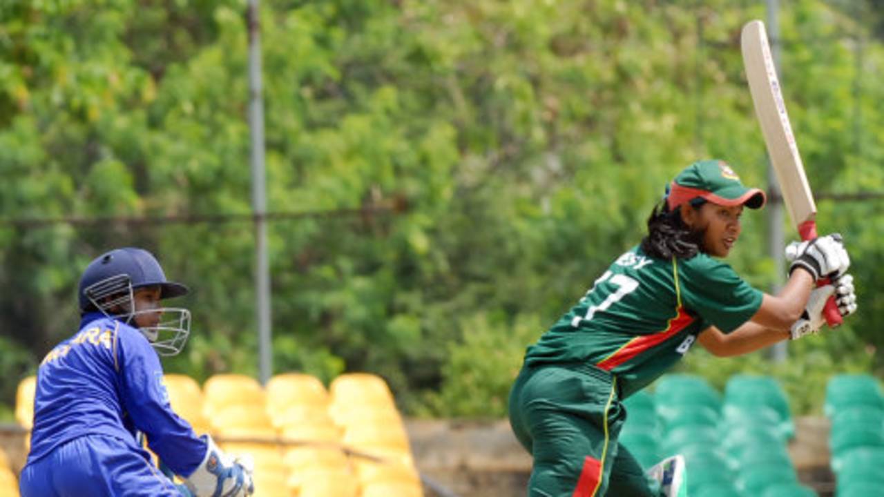 Shathira Jakir plays the ball through the off side, Dambulla, Women's Asia Cup, May 5, 2008 