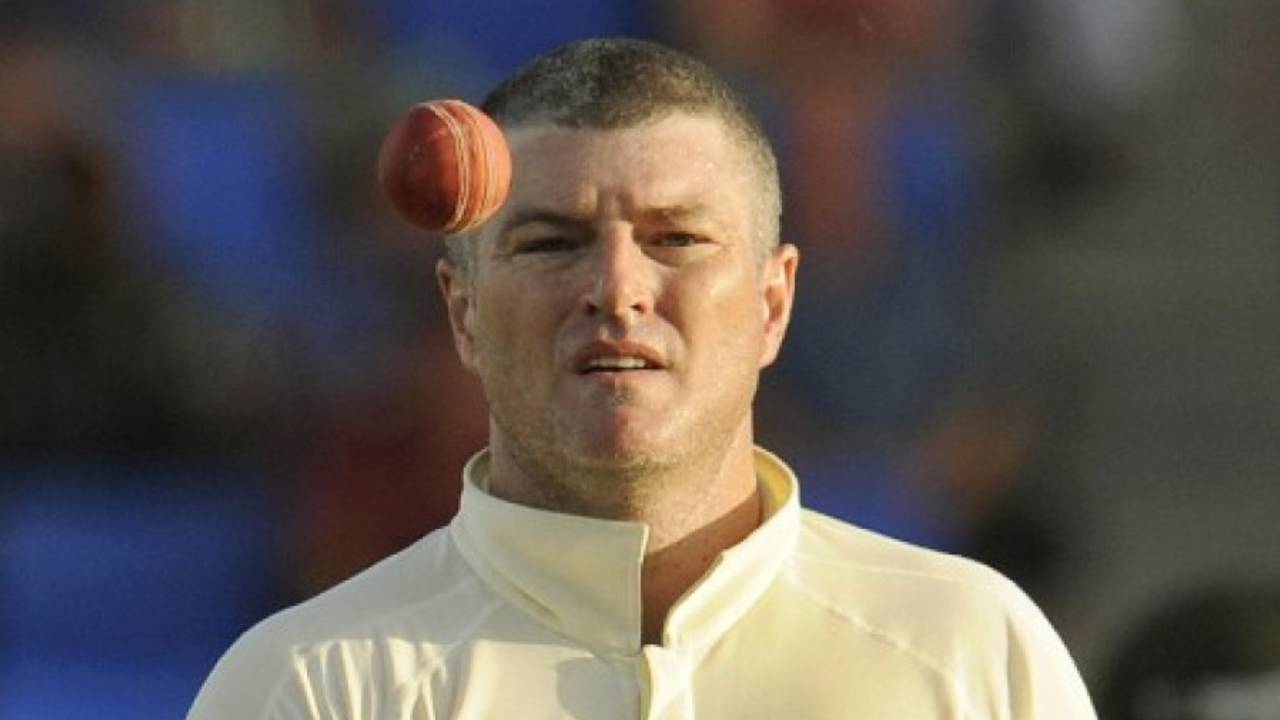 Stuart MacGill gets ready to bowl, West Indies v Australia, 2nd Test, Antigua, June 1, 2008