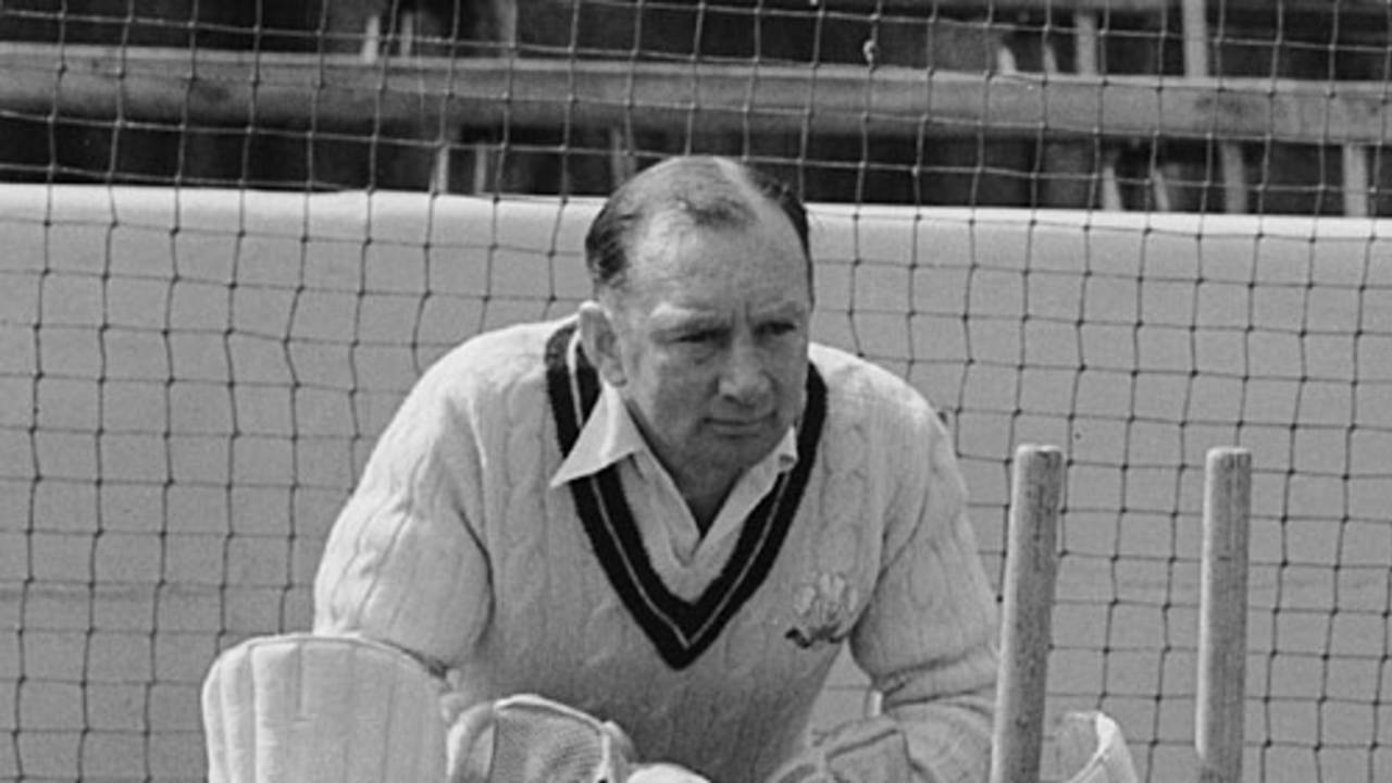Arthur McIntyre in the nets at The Oval