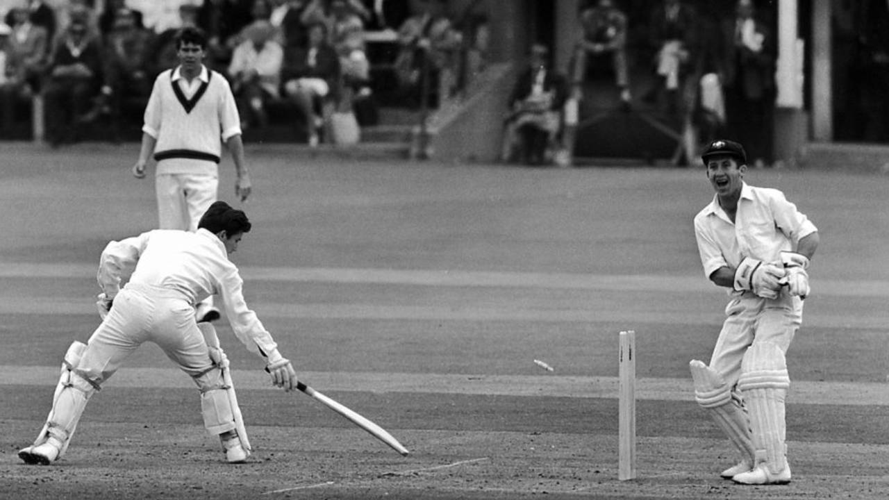 Mike Griffith is stumped by Brian Taber for 31, Sussex v Australians, Tour match, Hove, 2nd day, June 17, 1968
