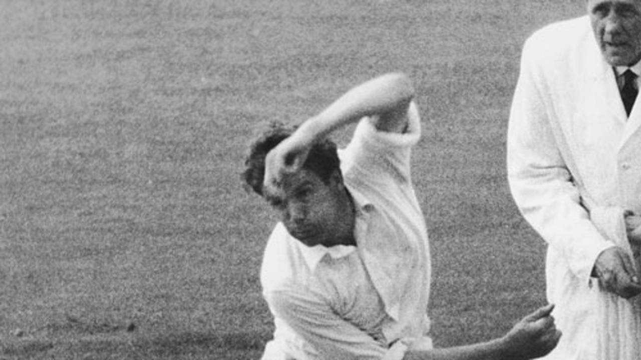 Dusty Rhodes bowls during his four-wicket haul