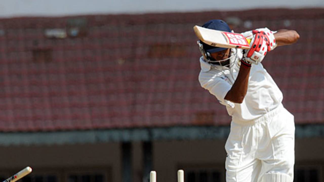 Bhushan Chauhan loses his middle stump