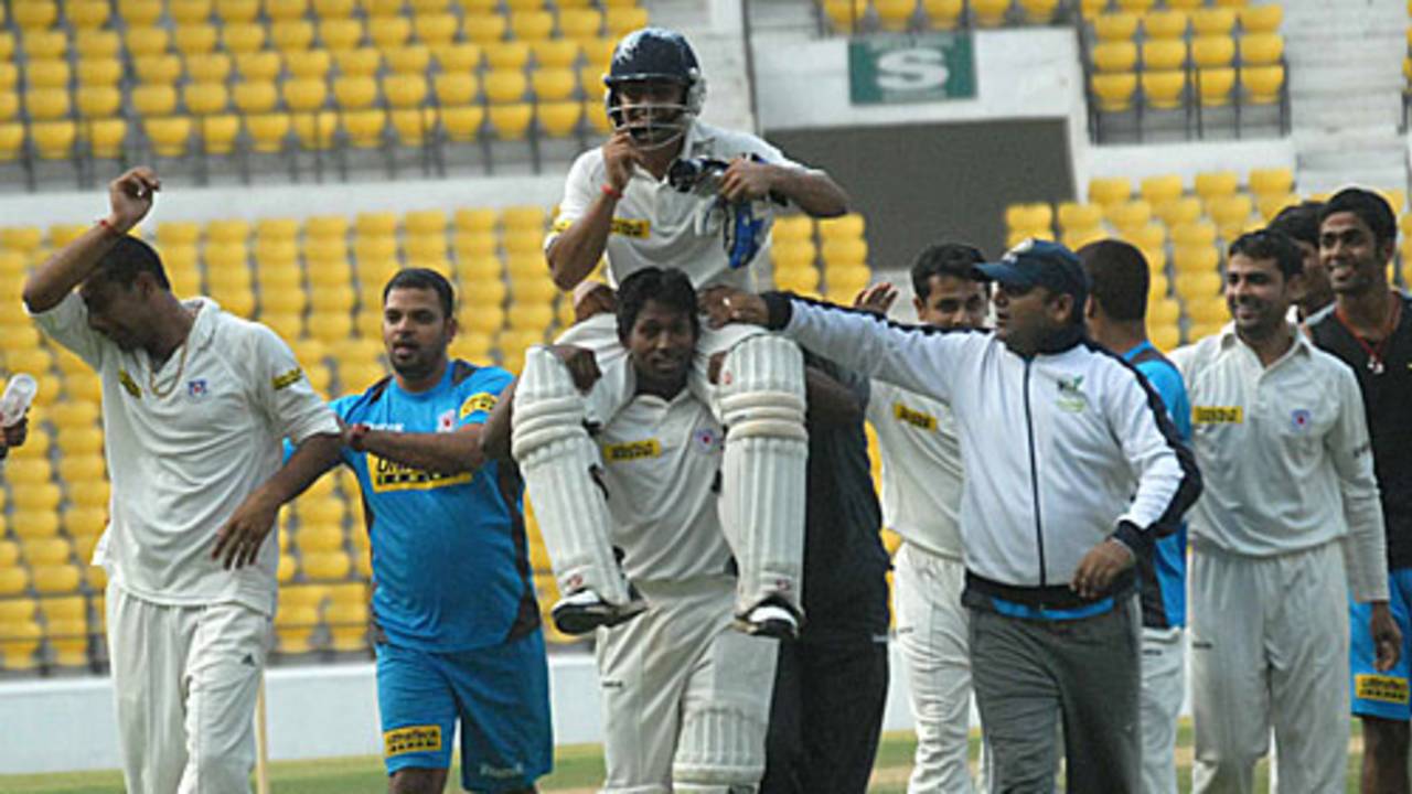 Shivakant Shukla is carried off the field by Praveen Gupta