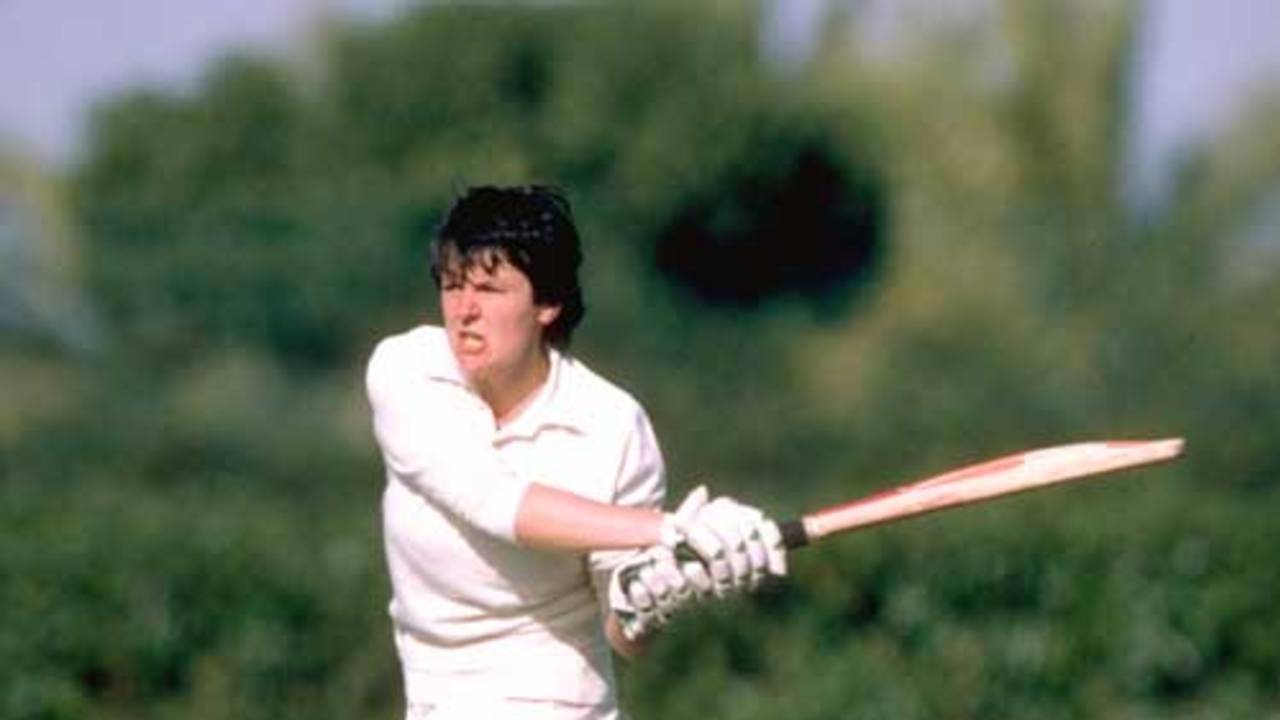 Megan Lear of England in action during a match in La Manga, Spain, March 1983