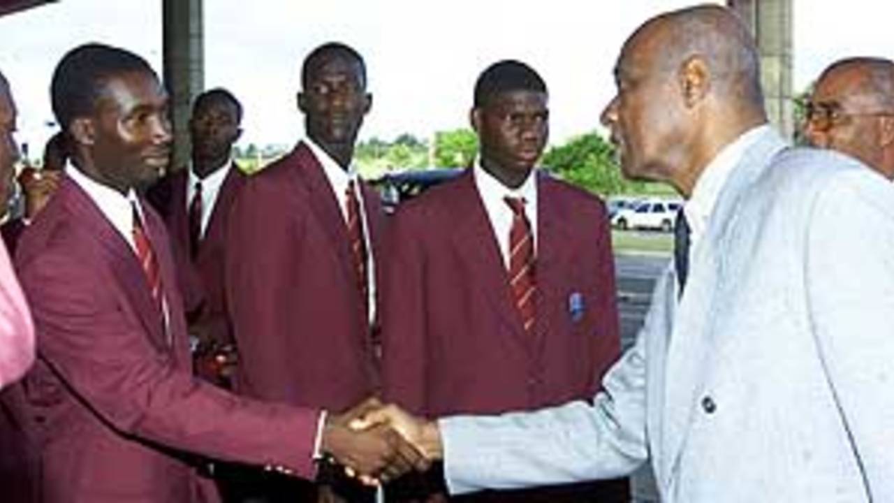 The West Indian young cricketers prior to departure for the 2002 Youth World Cup