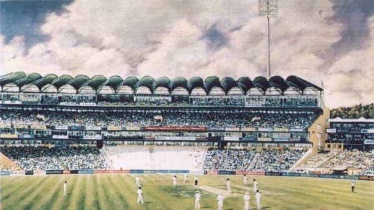 The Wanderers Ground as portrayed by artist and ex Western Province wicket-keeper Richie Ryall.