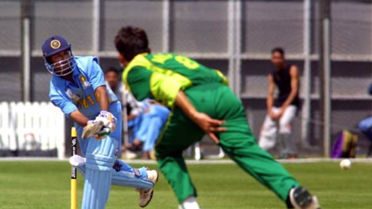 Chougule plays a delivery from Arslan to the leg side. ICC Under-19 World Cup Super League Group 1: India Under-19s v Pakistan Under-19s at Lincoln, 31 Jan 2002