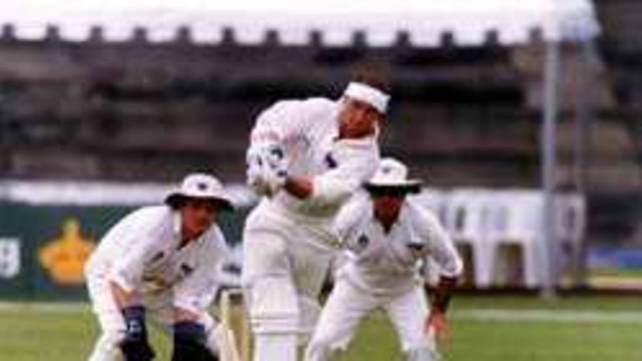 Decker Curry of Ireland batting against Kenya in the ICC Trophy semi-final, Kuala Lumpur 1997
