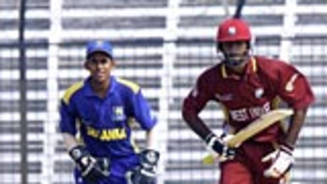 Tishan Maraj pushes a single, West Indies v Sri Lanka, U19 World Cup, February 22, 2004