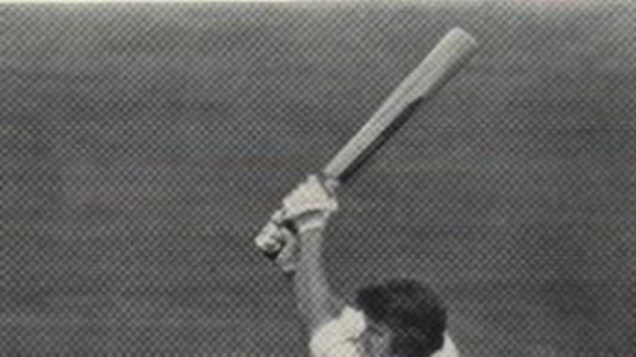 Mike Llewellyn hitting a huge six, almost over the Lord's Pavillion, 1977