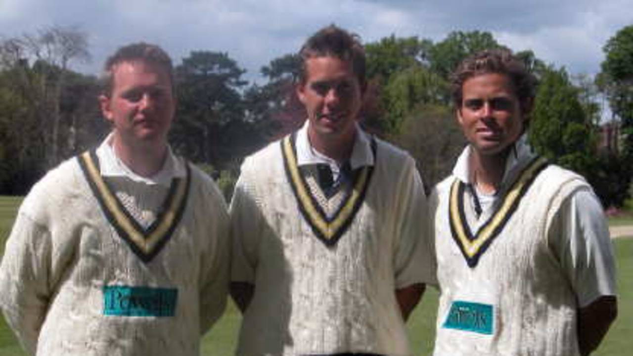 Hampshire debutants at the Parks - left toi right - Dominic Clapp, Mark Thorburn, James Bruce