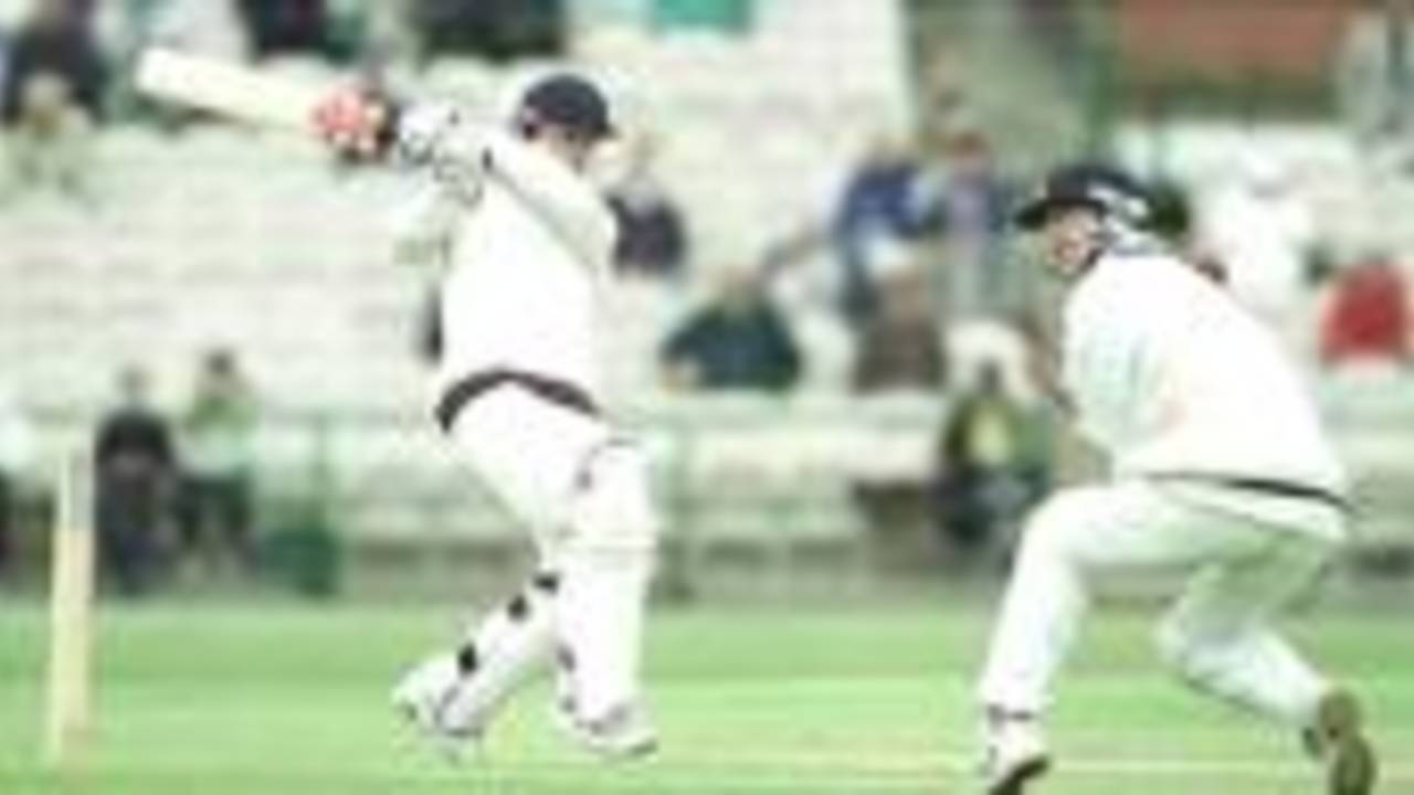 Wood pulls the ball as Dowman takes evasive action, PPP healthcare County Championship Division One, 2000, Lancashire v Derbyshire, Old Trafford, Manchester, 31May-03June 2000.