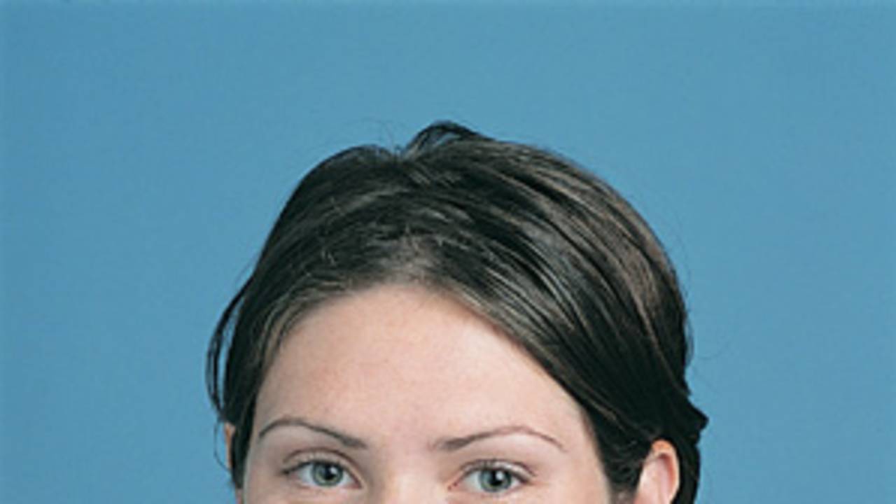 Portrait of Anna Corbin - New Zealand women's player in the 2002 season.