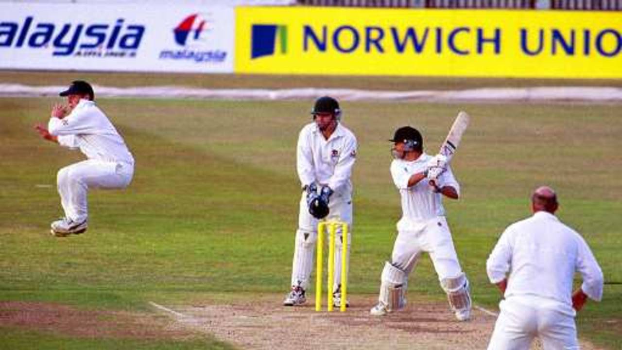 Glyn Treagus of Lymington scatters the fielders in the SEC Cup Final 2001 at The Rose Bowl