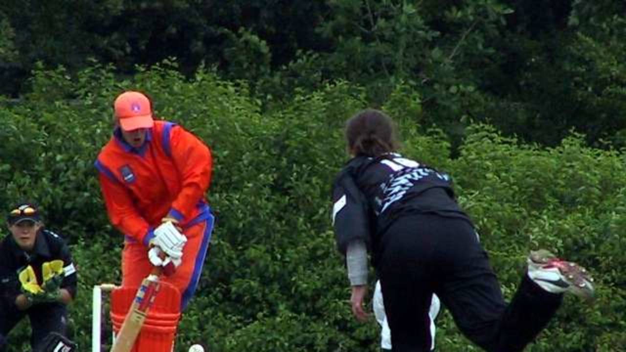 Caroline Salomons batting for Netherlands Women v New Zealand Women, 28 June 2002