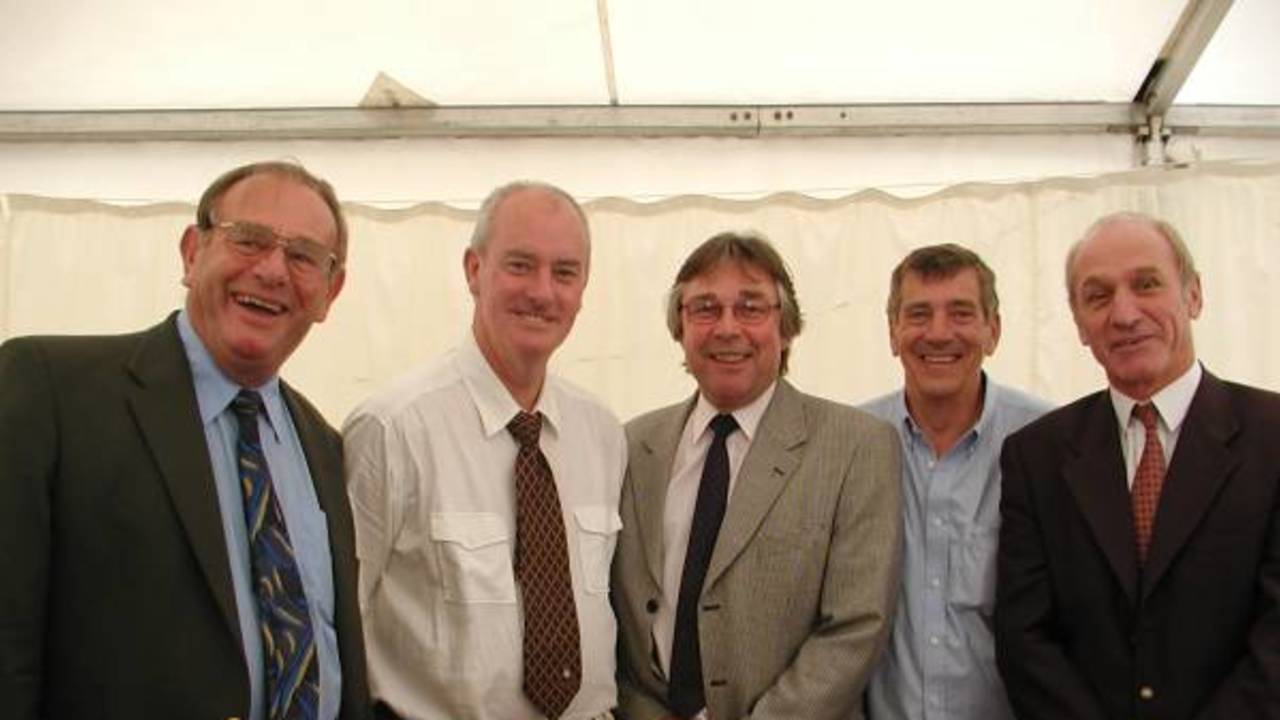 Butch White, Peter Haslop, Alan Castell, Colin Wilson (Club & Ground) and Bryan Timms at the reunion.