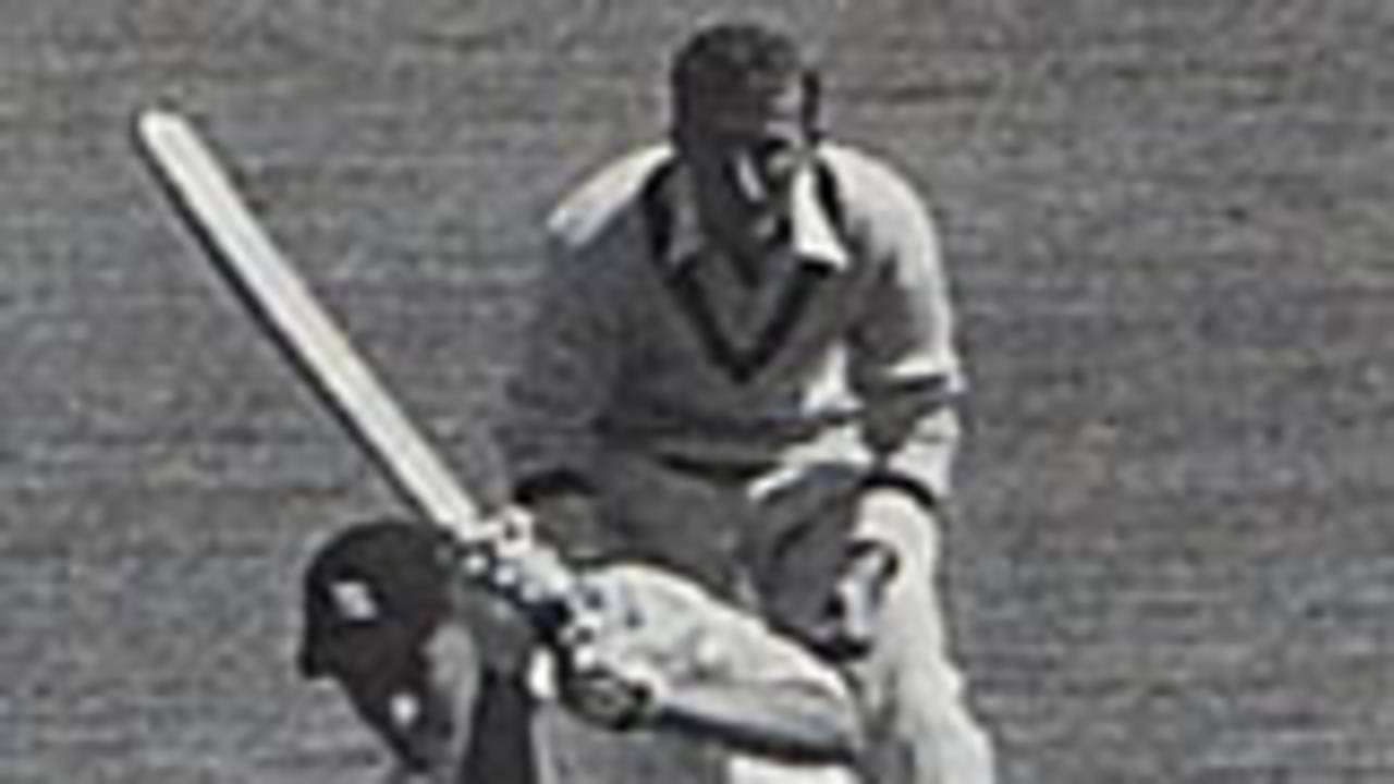 Peter May on his way to a century in the Sydney Test