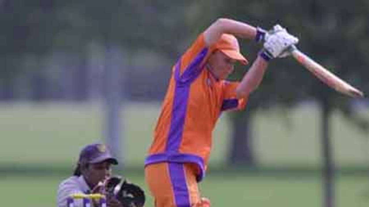 Netherland's Sandra Kottman drives in the game at Hagley Oval against Sri Lanka