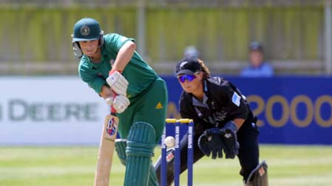 South African Cindy Eksteen batting towards her 47 not out