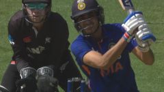 WATCH - Gill uses his feet, lofts Santner for six