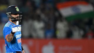 Virat Kohli brought up his fifty in the 26th over