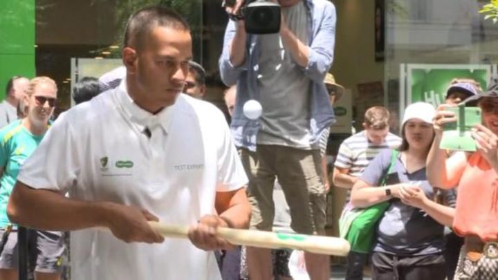 Khawaja well short of Healy's stump and golf ball record