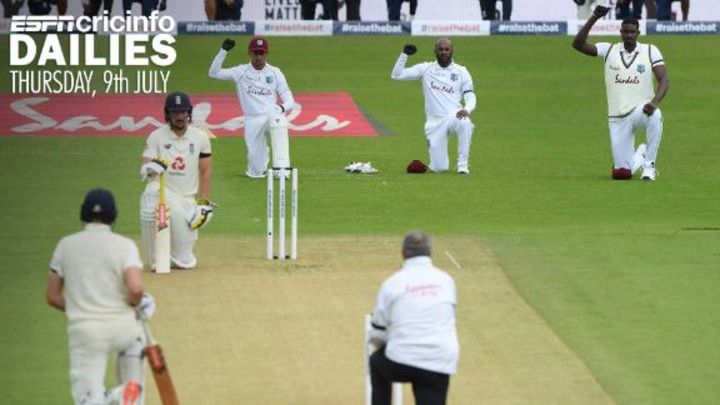 West Indies, England players take a knee in moving tribute