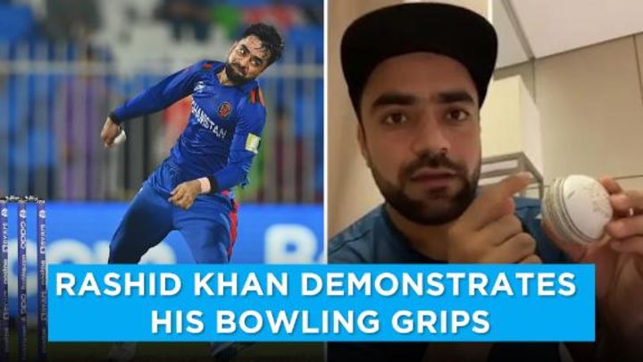 Rashid Khan demonstrates his bowling grips
