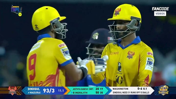 TNPL highlights: Indrajith slams 78* to power Dindigul Dragons win (Courtesy: FanCode)