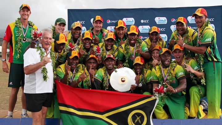 Vanuatu celebrate promotion with trophy