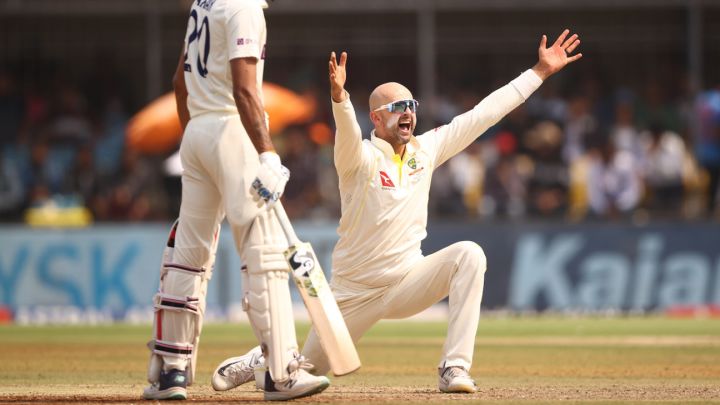 Has any visiting bowler bettered Nathan Lyon's two eight-fors in India?
