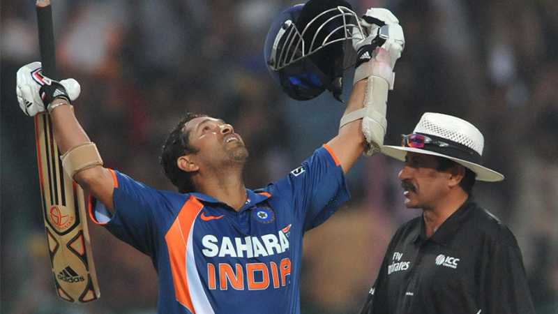 Sachin Tendulkar looks to the heavens after reaching the magical mark of 200, 2nd ODI, Gwalior, February 24, 2010