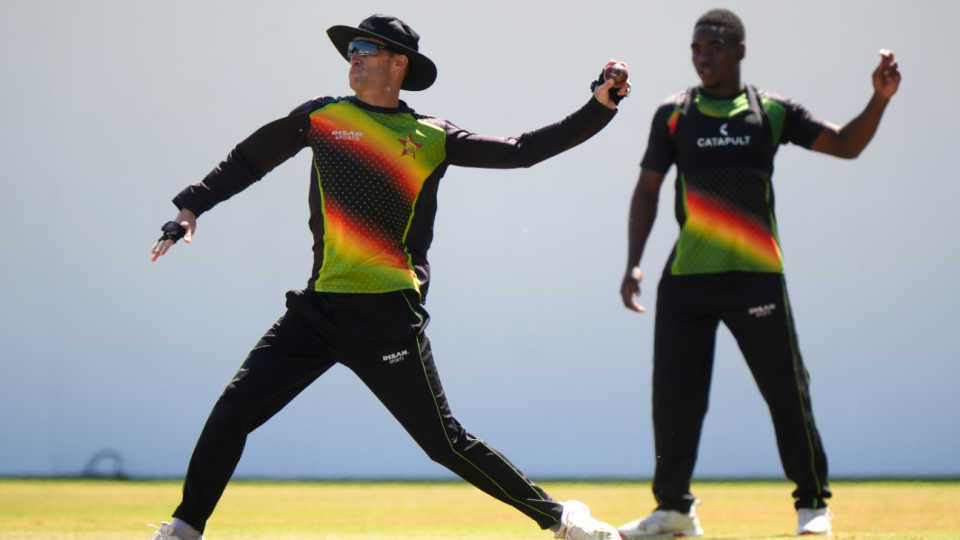 Sean Williams fields the ball during Zimbabwe's training session, England vs Zimbabwe, Trent Bridge, May 20, 2025