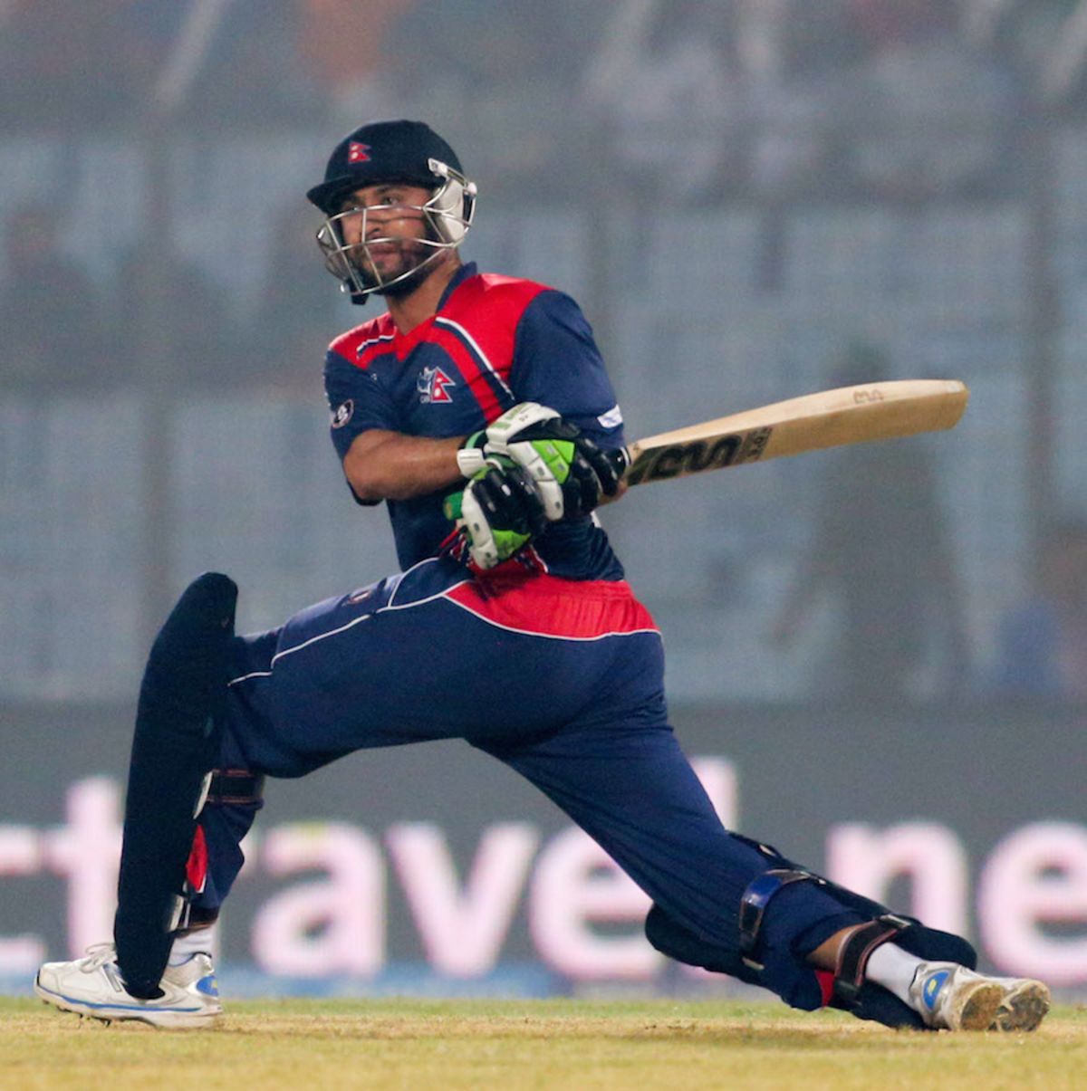 Sharad Vesawkar sweeps one powerfully, Bangladesh v Nepal, World T20, Group A, Chittagong, March 18, 2014