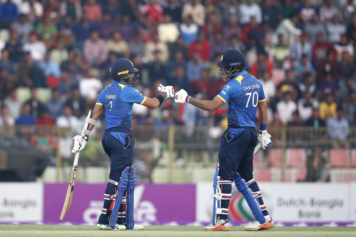 Kusal Mendis and Danushka Gunathilaka punch gloves, Bangladesh v Sri Lanka, 2nd T20I, Sylhet