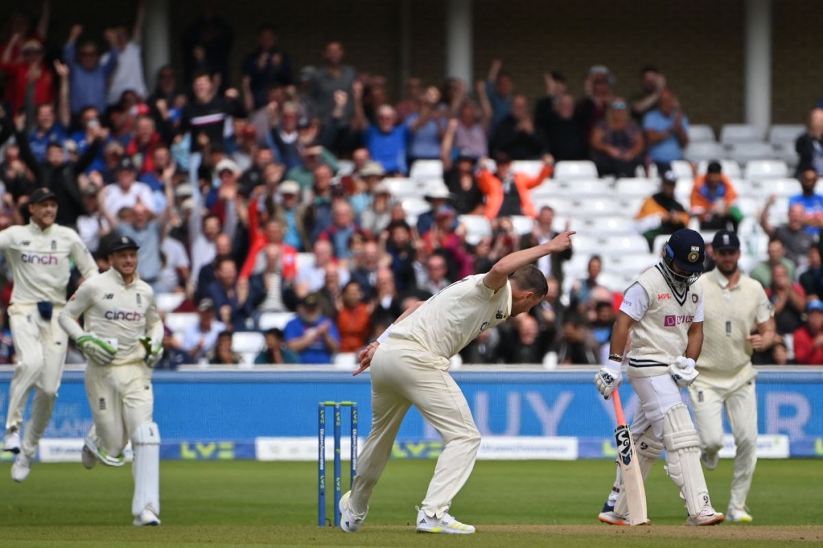 Ollie Robinson is pumped up after claiming Rishabh Pant, England vs India, 1st Test, Nottingham, 3rd day, August 6, 2021